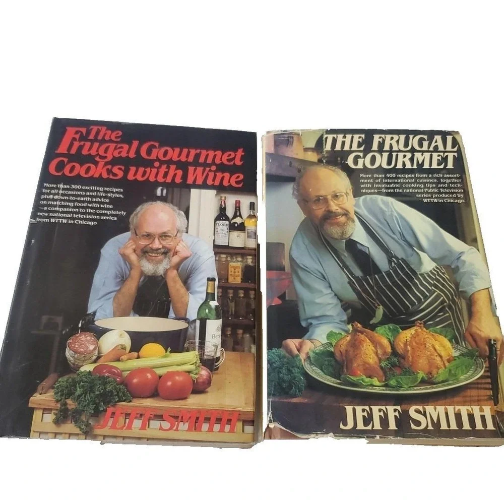 The Frugal Gourmet & Cooks with Wine Jeff Smith Cookbook Lot Hardcover 2 Books